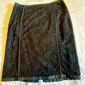 Black Lace Banana Republic Pencil Skirt, Satin Trimmed
